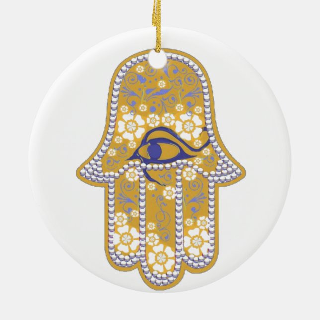 Hand von Fatima hamsa Keramik Ornament (Hinten)