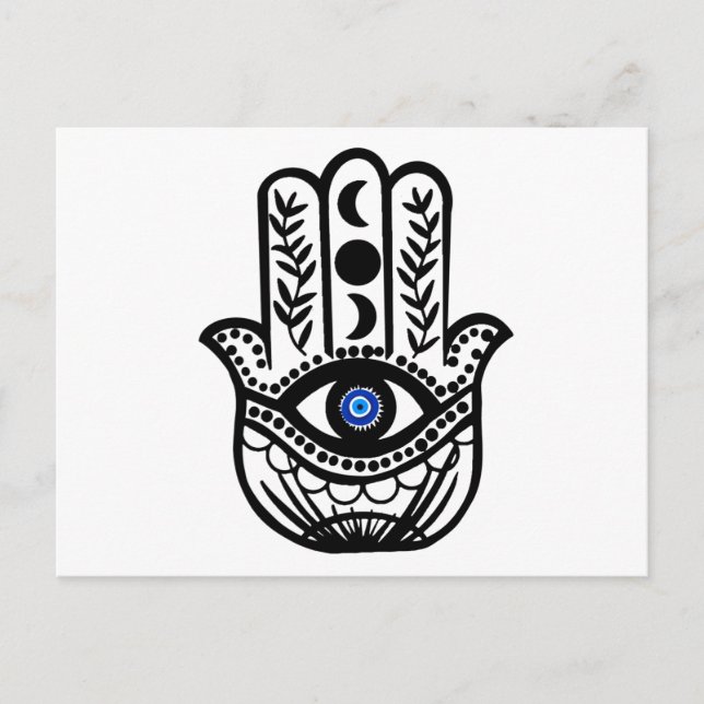 Hand von Hamsa Fatima Evil Eye Postkarte (Vorderseite)
