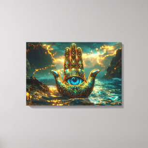 HAND VON HAMSA – HAND VON FATIMA – ZEN BUDDHISMUS LEINWANDDRUCK