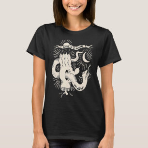 Hand von Satan dämonischer Schlangenhand Halloween T-Shirt