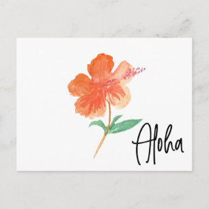 Hand-Wasserfarbe Hawaii Hibiskus Floral Bewegend Postkarte