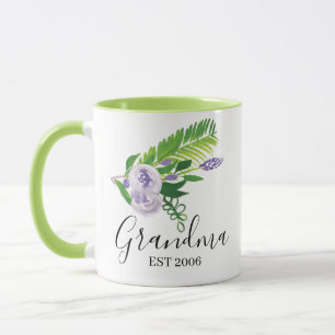 Hand-Wasserfarben-Blumen-Mama-Oma Lila Tasse