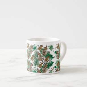 Hand-Wasserfarben-Jaguar und Safari-Grün Espressotasse