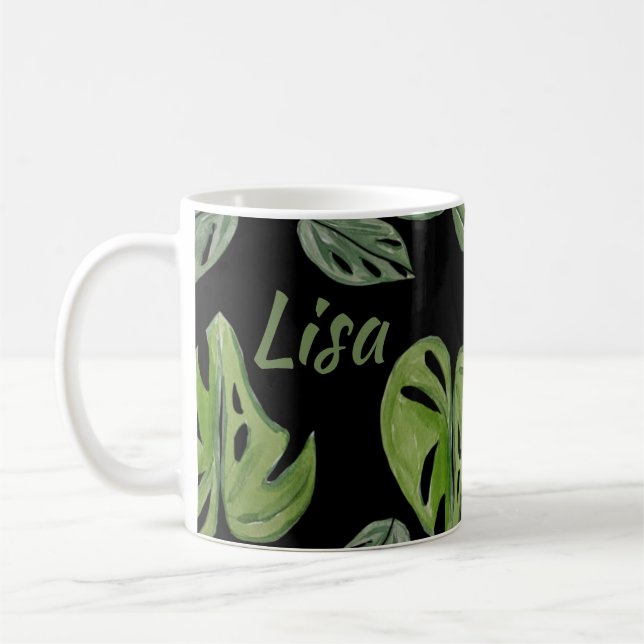 Hand Watercolor Monstera Adansonii Leaf Bridal Kaffeetasse (Links)