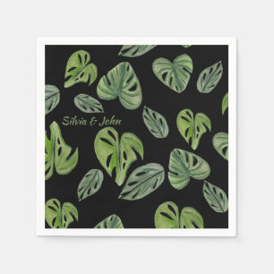 Hand Watercolor Monstera Adansonii Leaf Wedding Serviette