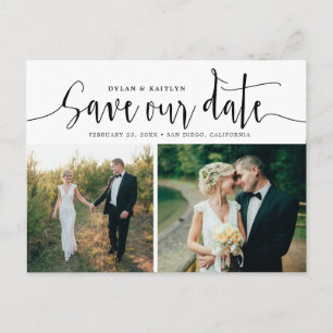 Hand, welche Save the Date die zwei Foto-Postkarte Ankündigungspostkarte