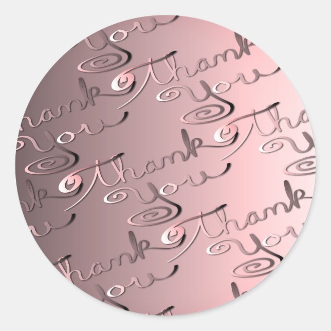 Hand Writed "Danke" Rose Silver Runder Aufkleber (Vorderseite)