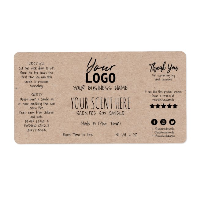 Hand Written Styled Minimalist Scented Soy Candle (Vorne)