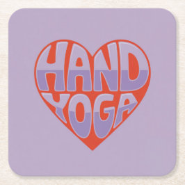 Hand Yoga Red Lavender Square Paper Coaster Set Rechteckiger Pappuntersetzer