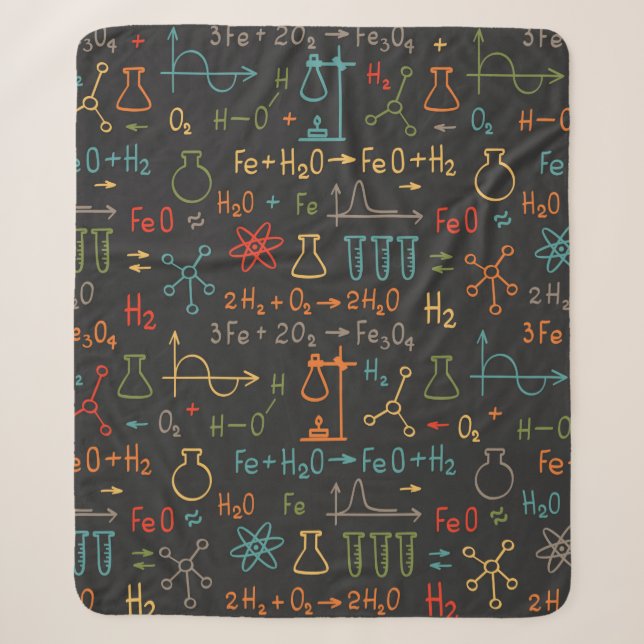 Hand zeichn Chemie auf schwarzem Hintergrund. Vint Sherpadecke (Vorderseite)