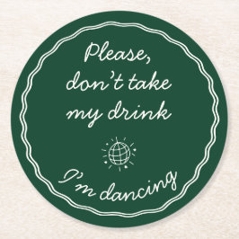 Hand Zeichn Emerald Green Handwriting Runder Pappuntersetzer