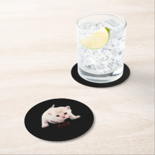 Hand Zeichn Funny Burmilla Katze Japan Vater Mama  Runder Pappuntersetzer