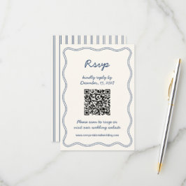 Hand Zeichn Retro Blue Handwriting RSVP Card