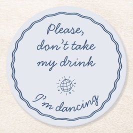 Hand Zeichn Retro Blue Handwriting Wedding Runder Pappuntersetzer