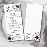 Hand Zeichn Whimsical Floral Wedding Menükarte<br><div class="desc">Hand Zeichn Whimsical florales Hochzeitsmenü. Diese elegante Hochzeitskarte zeigt ein charmantes, handgezeichnet Design mit zarten anemonischen Blume-Skizzen an den Rändern und sorgt für eine frische, blumengeschmückte Touch. Die Rezeption ist perfekt für Hochzeiten im Frühjahr oder im Botanischen Stil geeignet und bietet eine Mischung aus handgeschriebenen Schriften und einfachen Schriftart. Hinten...</div>