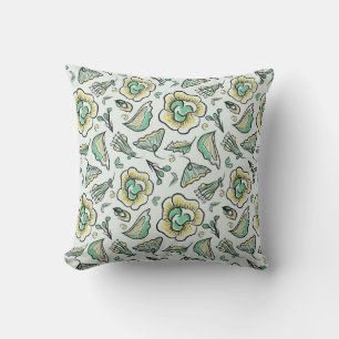 Hand zeichne abstraktes Blumenmuster Kissen
