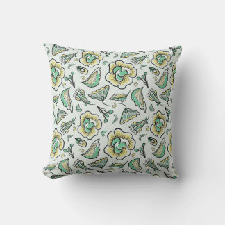 Hand zeichne abstraktes Blumenmuster Kissen