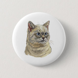 Hand zeichne lustige britische Katze Button