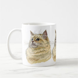 Hand zeichne lustige, flauschige Ragdoll-Katze Kaffeetasse