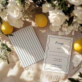 Hand Zeichne Vintage Blue Handwriting RSVP Card Karte