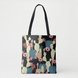 Hand zeichnend Kaktus Pflanze und Blume Nahtlos Pa Tasche