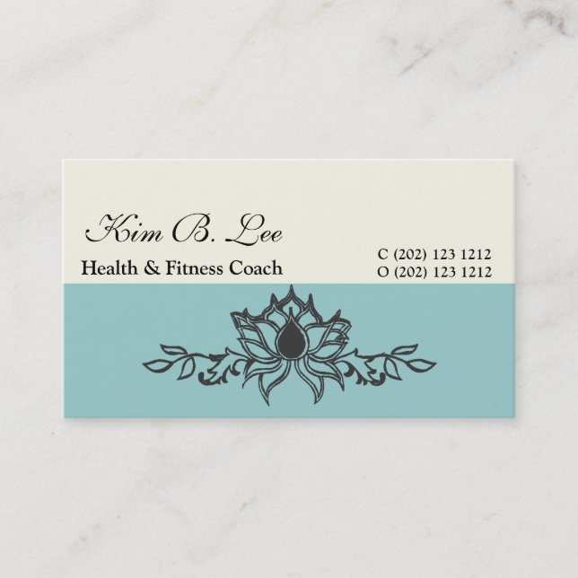 Hand Zeichnend Lotus Floral Yoga Instructor Visitenkarte (Vorderseite)