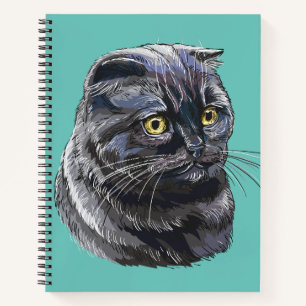 Hand zeichnend lustige, flauschig schwarze Schlang Notizbuch