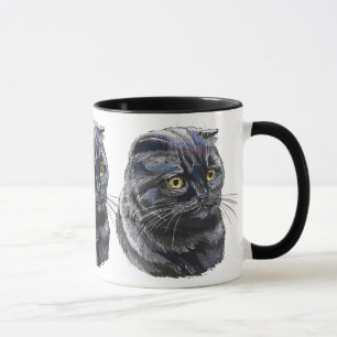 Hand zeichnend lustige, flauschig schwarze Schlang Tasse