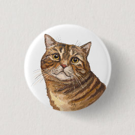 Hand zeichnend lustige Tabby Cat Tote Tag Button