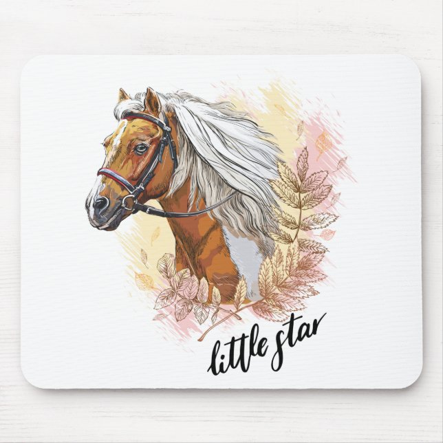 Hand zeichnend Pferd mit Pflanze Mousepad (Vorne)