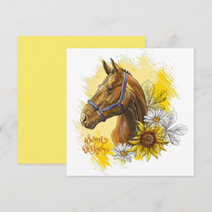 Hand zeichnend Pferd mit Pflanze und Blume werfen