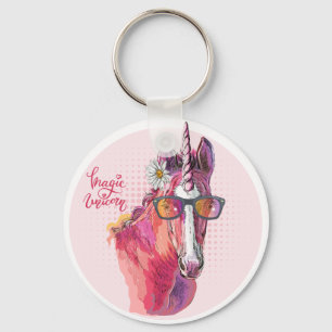 Hand zeichnend rosa Einhorn Tote Tasche Schlüsselanhänger