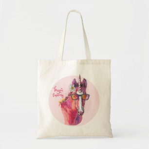 Hand zeichnend rosa Einhorn Tragetasche