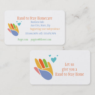Hand zum Bleibe der Zuhause Care Business Card Visitenkarte