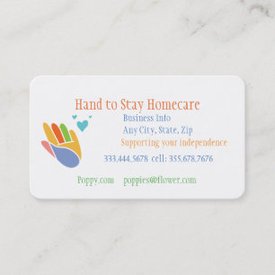 Hand zum Bleibe der Zuhause Care Business Card Visitenkarte