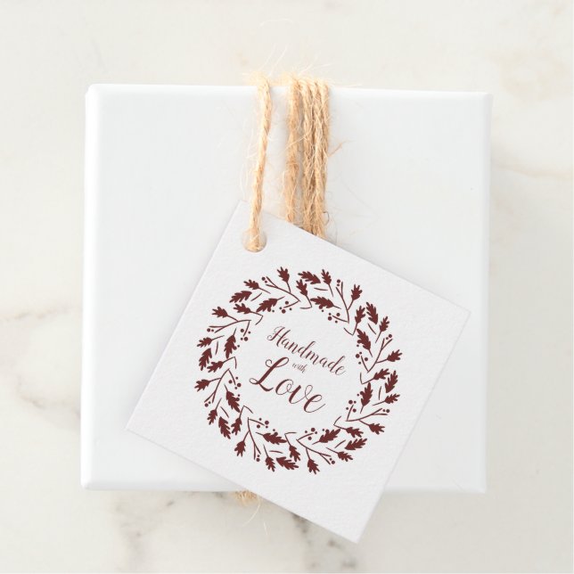 Handame With Blumen Love Wreath Quote In Brown Geschenkanhänger (Beispiel)