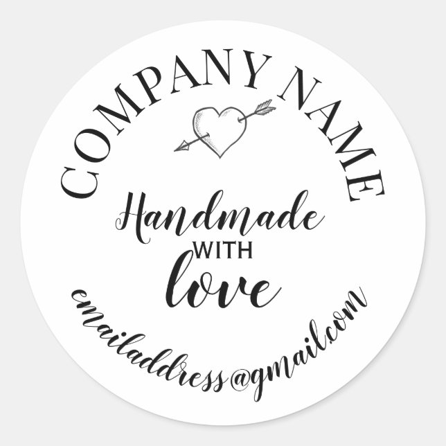 Handarbeit mit Firmenname der Liebe Runder Aufkleber (Vorderseite)