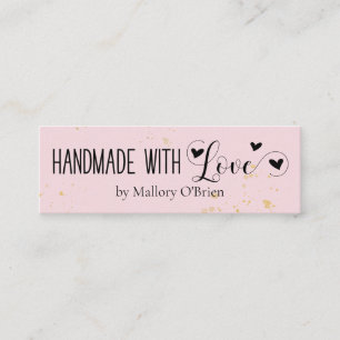 Handarbeit mit Liebe Calligraphy Social Media Pink Mini Visitenkarte