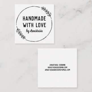 Handarbeit mit Liebe Doodle Wreath Personalisiert Quadratische Visitenkarte
