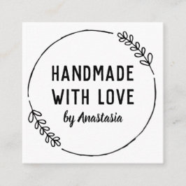 Handarbeit mit Liebe Doodle Wreath Personalisiert Quadratische Visitenkarte