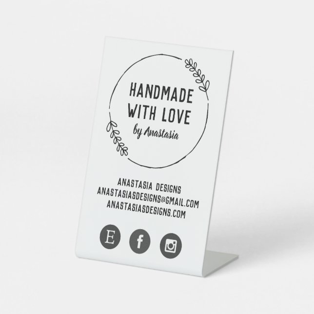 Handarbeit mit Liebe Doodle Wreath Social Media Sockelschild (Vorderseite)