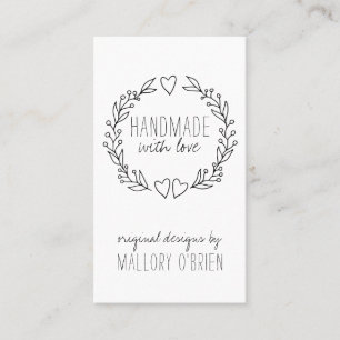 Handarbeit mit Liebe Doodle Wreath Vertikal Visitenkarte