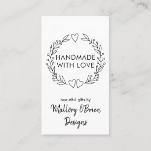 Handarbeit mit Liebe Doodle Wreath Vertikal Visitenkarte