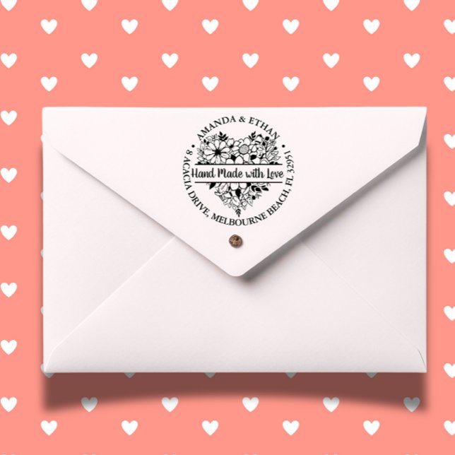 Handarbeit mit Liebe Foral Heart Theme Permastempel (Von Creator hochgeladen)