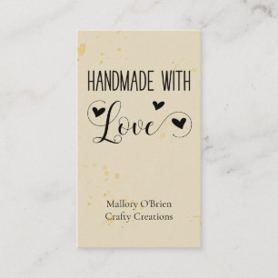 Handarbeit mit Liebe Herzkalligrafie Weizen Gold Visitenkarte