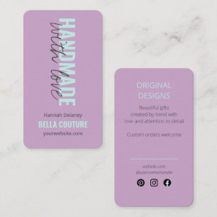 Handarbeit mit Liebe in der Oversized Typografie L Visitenkarte