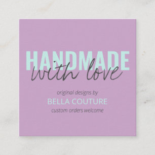Handarbeit mit Liebe Oversified Typografie Lilac Quadratische Visitenkarte