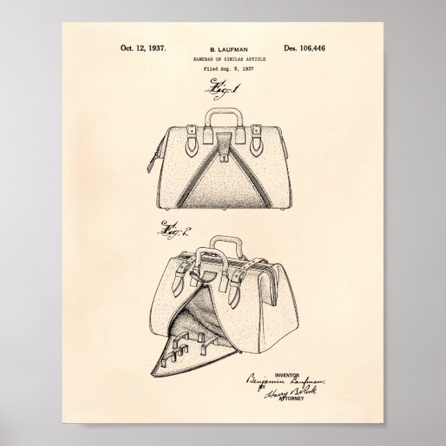 Handbag 1937 Patent Art Old Peper Poster (Vorne)