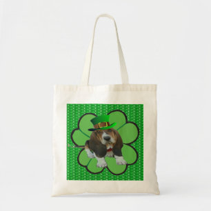 Handbag Basset Hound Happy St.Patrick's Day Clover Tragetasche