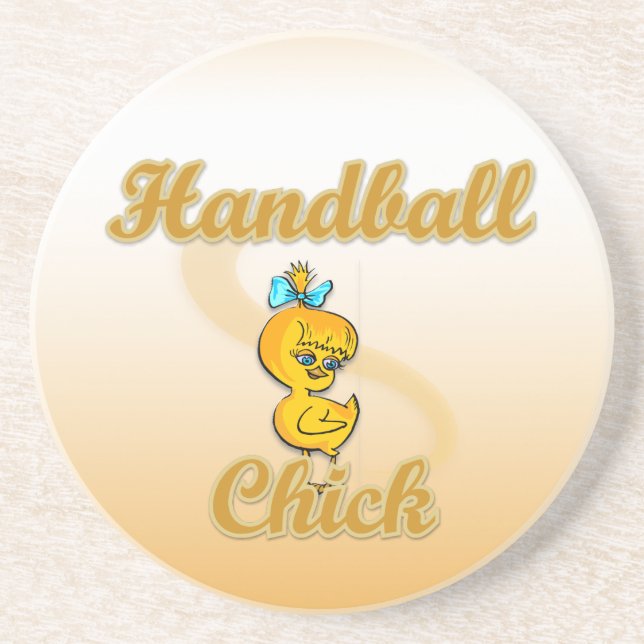 Handball Chick Sandstein Untersetzer (Vorne)